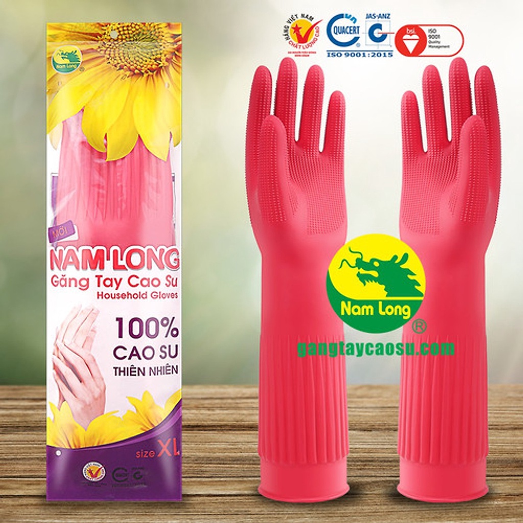 Găng tay cao su Nam Long size M, L, XL LOẠI DÀI bao tay rửa chén