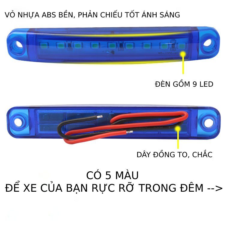 Đèn LED Cảnh Báo Thân Xe Tải, 12V-24V