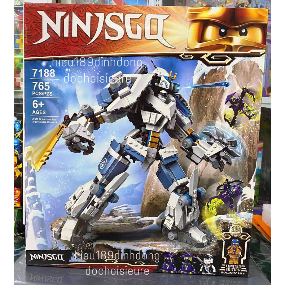 Lắp ráp xếp hình non Lego Ninjago 71738 , 7188 : Trận chiến Titan Mech chiến giáp người máy robot băng của Zane 765 mảnh