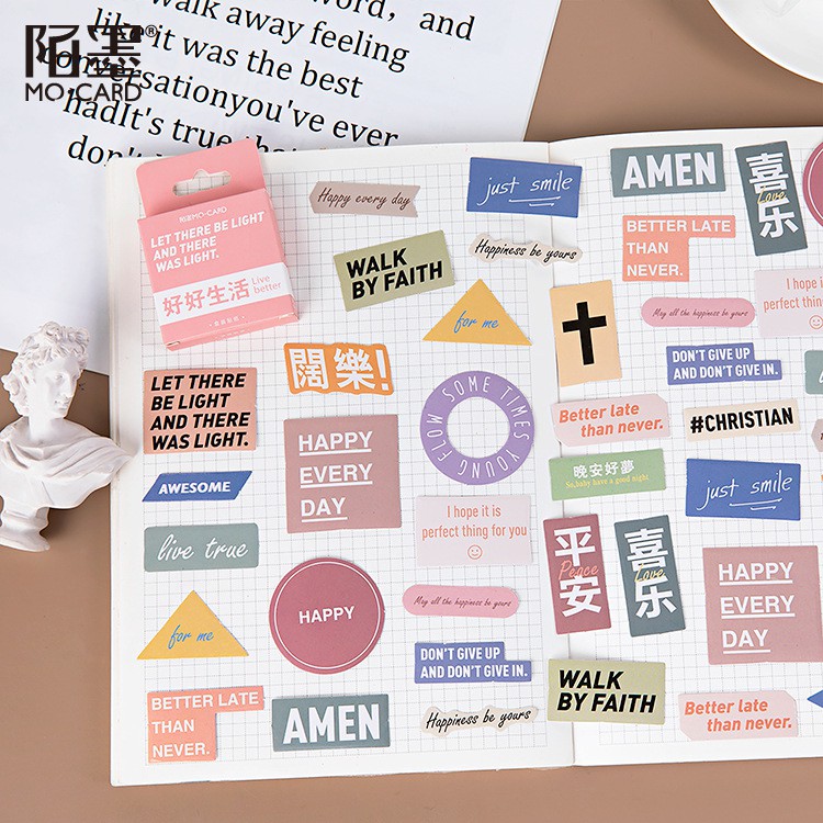 Hộp 46 Nhãn Dán Sticker Câu Quote Sáng Tạo Trang Trí Box Sticker ST305