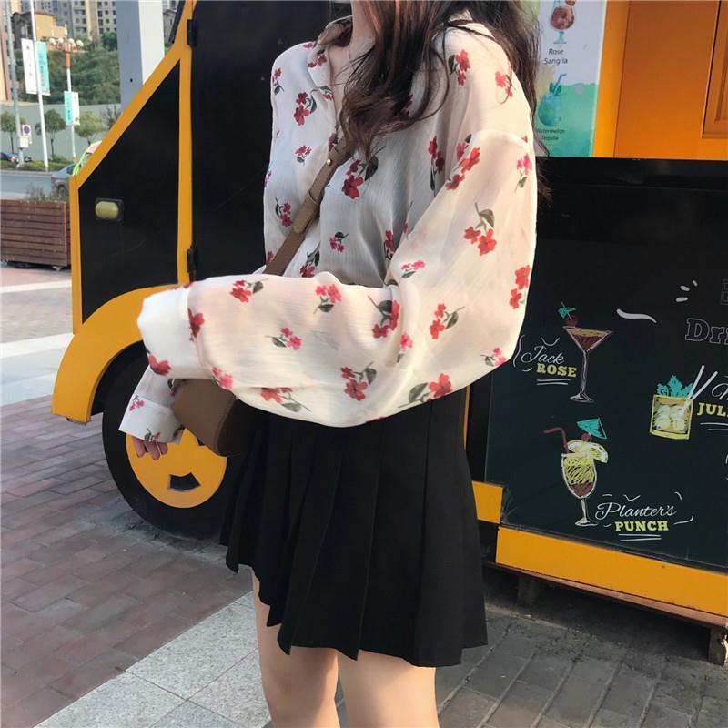 Thời Trang Áo Sơ Mi Chiffon Dáng Rộng In Hoa Kiểu Hàn Quốc Dễ Phối Đồ Cho Nữ | BigBuy360 - bigbuy360.vn