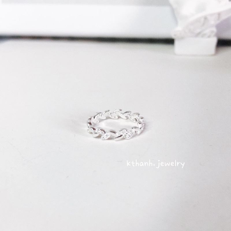 Nhẫn Bạc 925 Lá đính hột