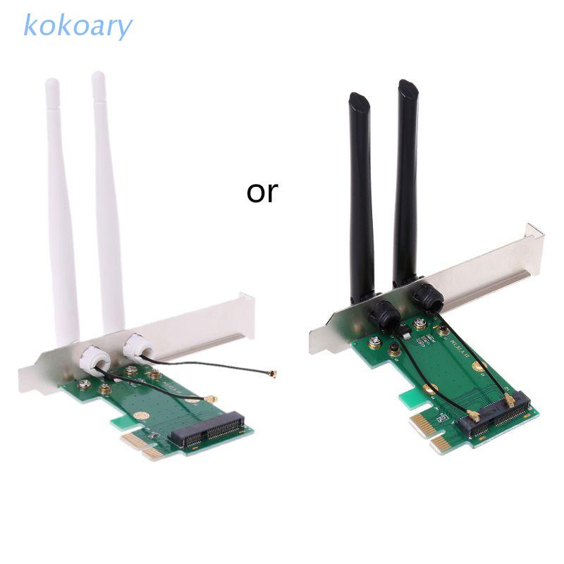 Bộ chuyển đổi card không dây wifi mini Pci-E Express sang Pci-E 2 anten ngoài cho PC