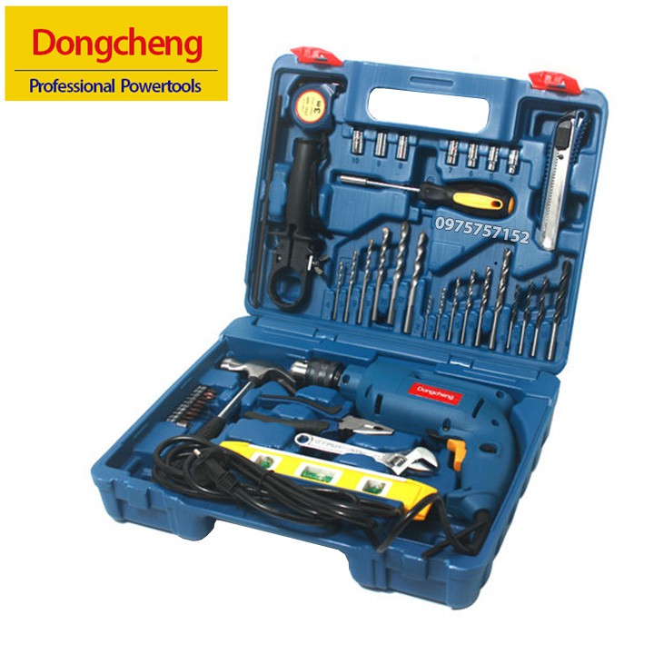 Bộ máy khoan búa Dongcheng 500W Model DZJ 04-13 - Bộ khoan đầy đủ món (Chính hãng)
