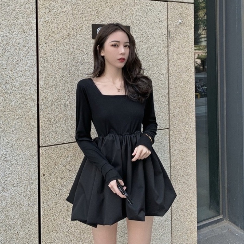 Đầm ngắn thời trang mùa thu Hàn Quốc đơn giản gợi cảm cho nữ