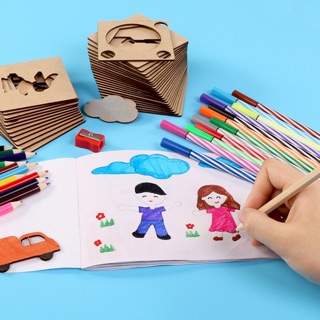 Đồ chơi khuôn tập vẽ cho bé và trò chơi ghép hình các con vật bằng gỗ 2 bộ màu