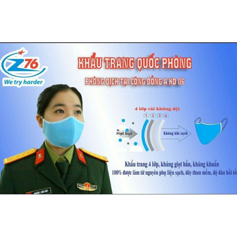 Hộp 50 chiếc khẩu trang 4 lớp Quốc phòng