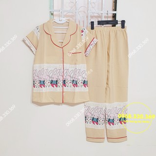 Đồ bộ lụa hàn tay ngắn họa tiết chân đẹp