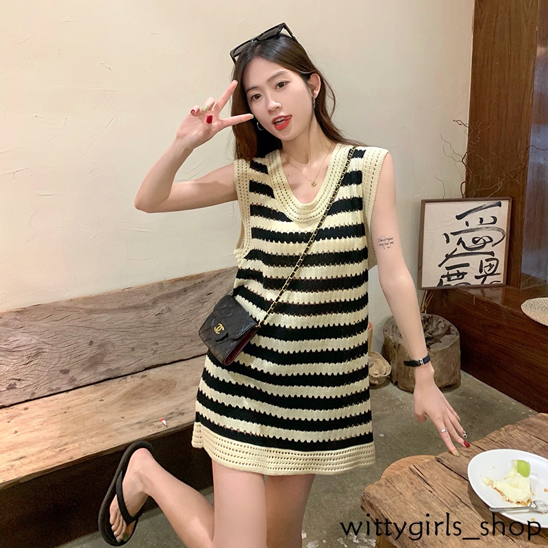 Wittygirls-đầm Dệt Kim Ngắn Sát Nách Phong Cách Hàn Quốc Cao Cấp Mùa Hè Cho Nữ