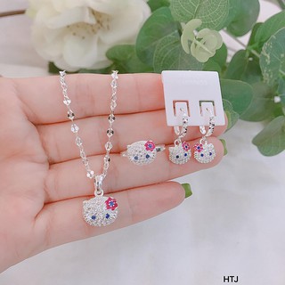 Bộ trang sức bạc mèo hello kitty cho bé