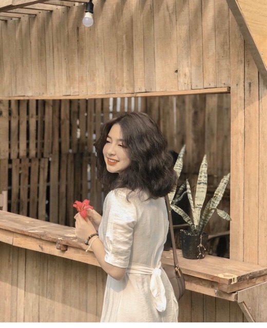 (Hàng có sẵn) Váy trắng midi vintage nơ eo 🌿🌿💯💯 | BigBuy360 - bigbuy360.vn