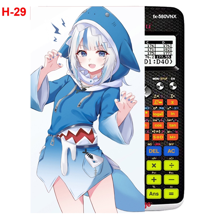 Decal Máy tính CASIO fx570, fx580...anime Gawr Gura