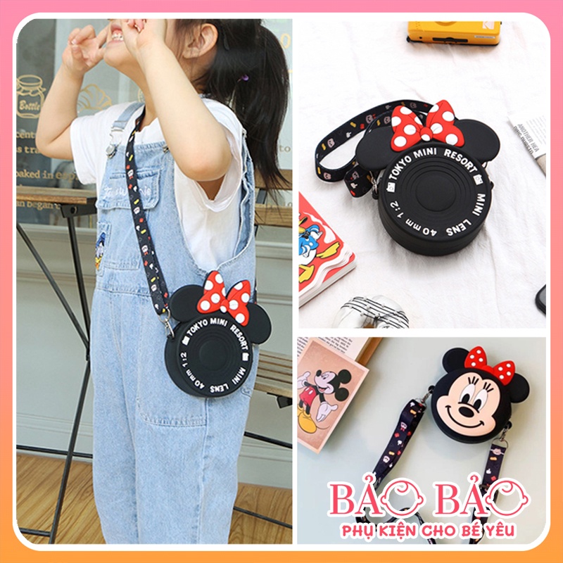Túi đeo chéo Mickey, Minnie chất liệu silicon cao cấp cho bé trai bé gái phong cách Hàn Quốc