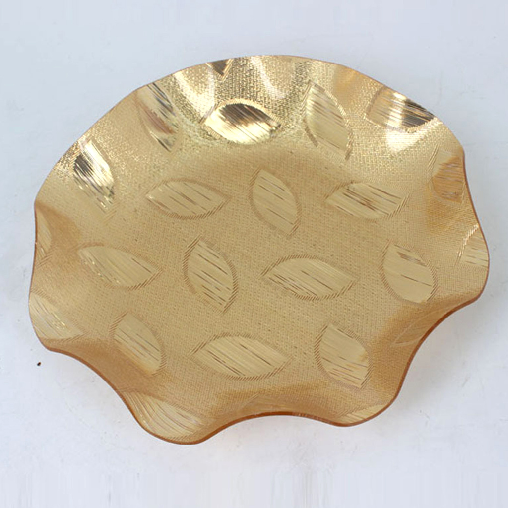 largesize Fruit Tray Leaf Pattern Well-designed Golden Color Jewelry Trinket Dish for Fruit