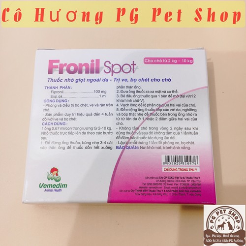 [Có Bán Lẻ 1 Ống] Thuốc Nhỏ Gáy Trị Rận Cho Chó 2 – 10kg Fronil Spot – Cô Hương PG Pet Shop