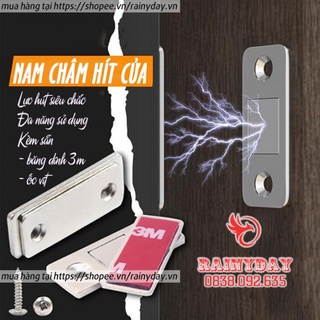 Bộ nam châm hít giữ đóng chốt cửa gắn dán cửa tủ lạnh tủ quần áo chạn bếp nhôm nhựa siêu mỏng