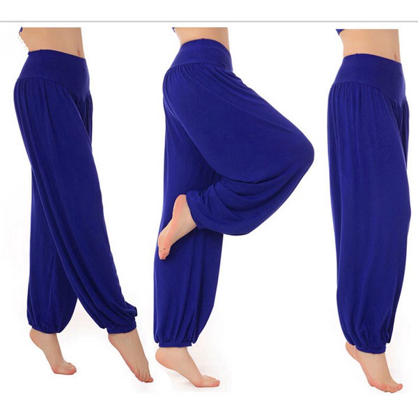 Quần yoga nữ ống rộng thoải mái màu trơn phong cách Boho