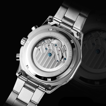 Đồng hồ Nam độc đáo Forsining dây thép - Đồng hồ nam lộ cơ dạ quang