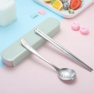 Bộ thìa, đũa cá nhân cao cấp cho bé <tặng thêm 1 cọ ly khi mua 2 bộ>