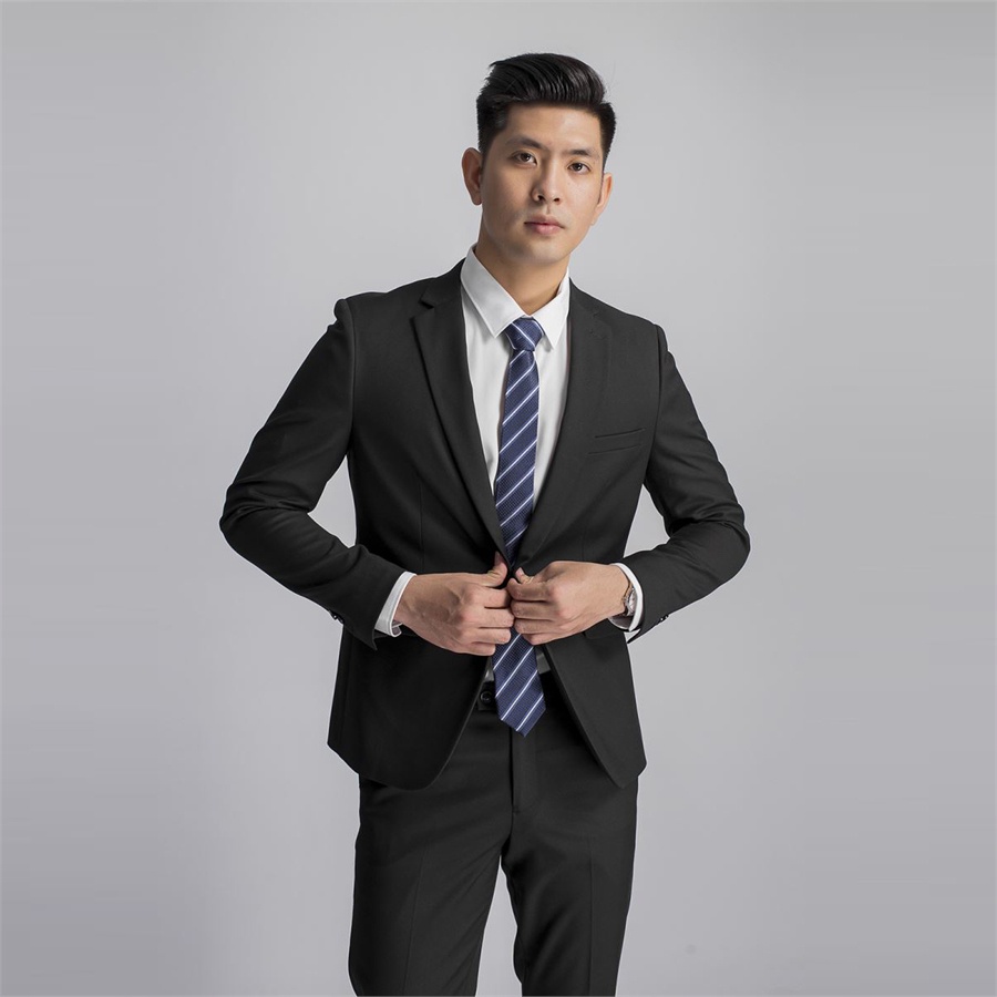 Bộ suit nam ARISTINO cao cấp 2 đường xẻ tà lịch lãm from ôm  ASU00208