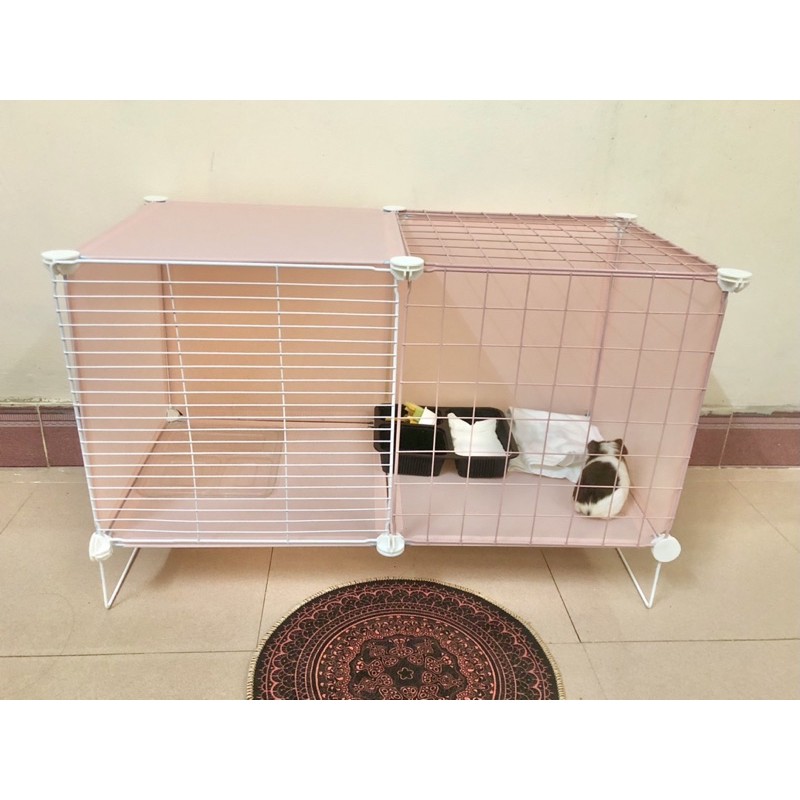 Chuồng dành cho chuột lang, hamster màu hồng tặng kèm bình nước (ảnh chuồng thật shop chụp)