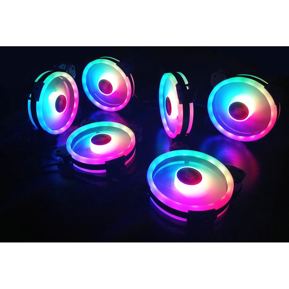 Quạt Tản Nhiệt máy tính, Quạt Led, Quạt Fan Case 12cm led, fan LED RGB Coolmoon R6 Giá rẻ