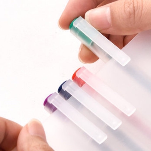 Bút mực gel 0.5mm nhiều màu Deli cute nắp đậy dùng để viết calligraphy trang trí sổ dễ thương nét chữ đẹp cao cấp  A119