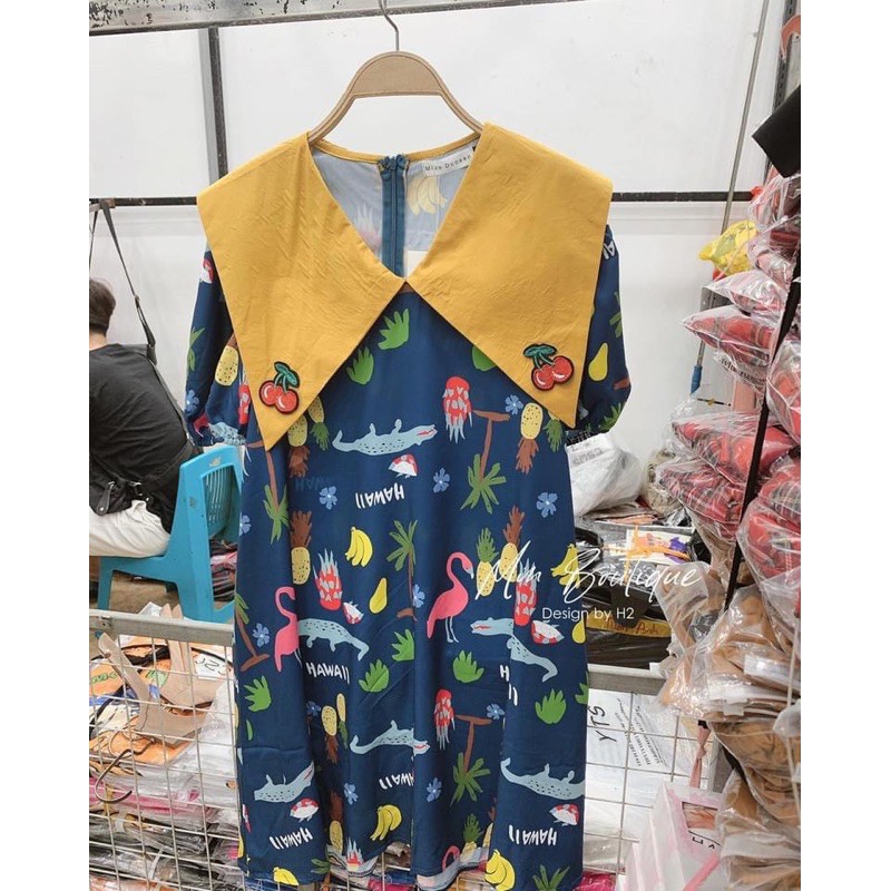 BÁN SỈ VÁY HOẠ TIẾT PHA CỔ VÀNG CHO NỮ | BigBuy360 - bigbuy360.vn