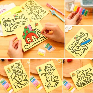 Tranh cát cho bé tập tô màu có sẵn cát nhiều chủ đề