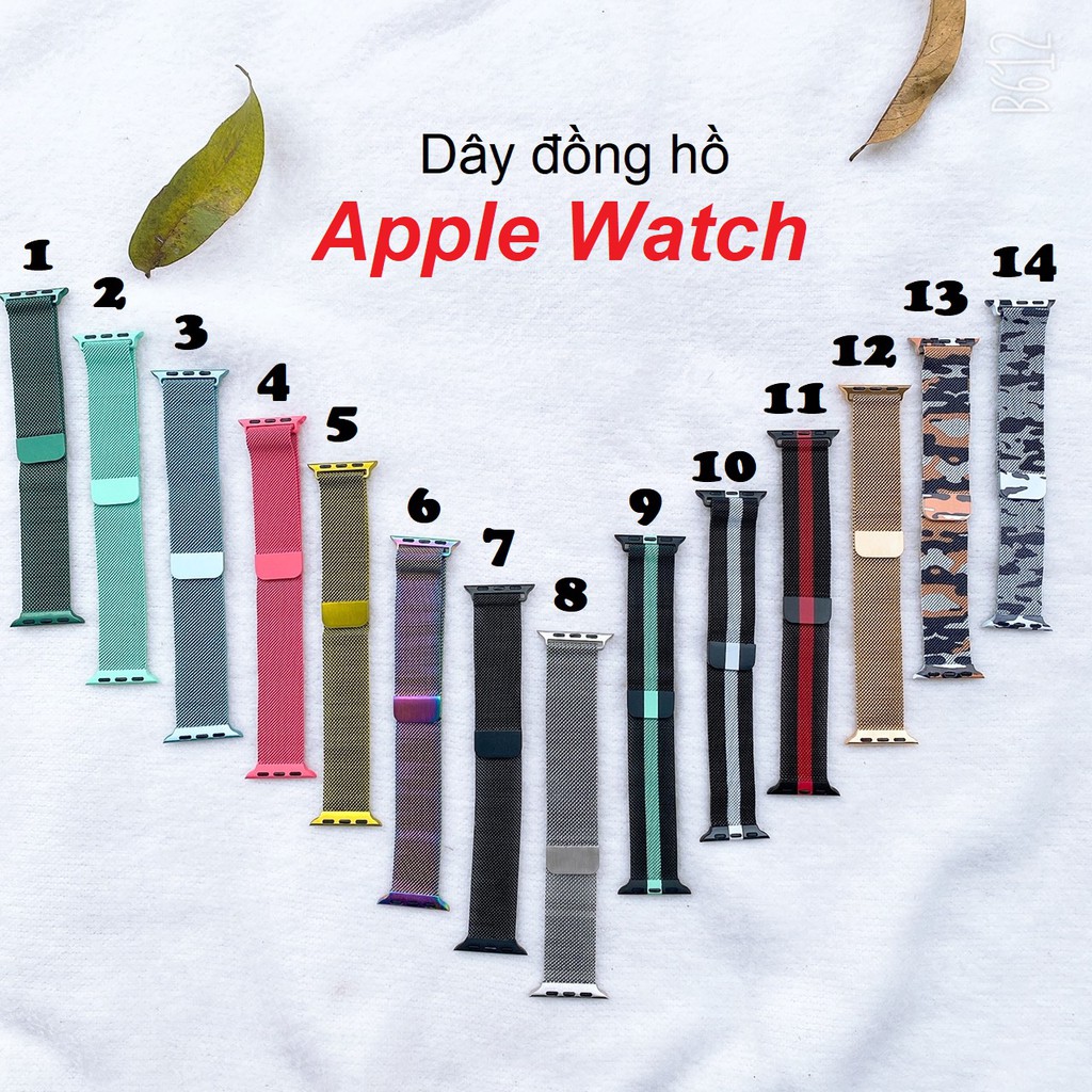 Dây đồng hồ Apple Watch nam châm thép không gỉ Milanese