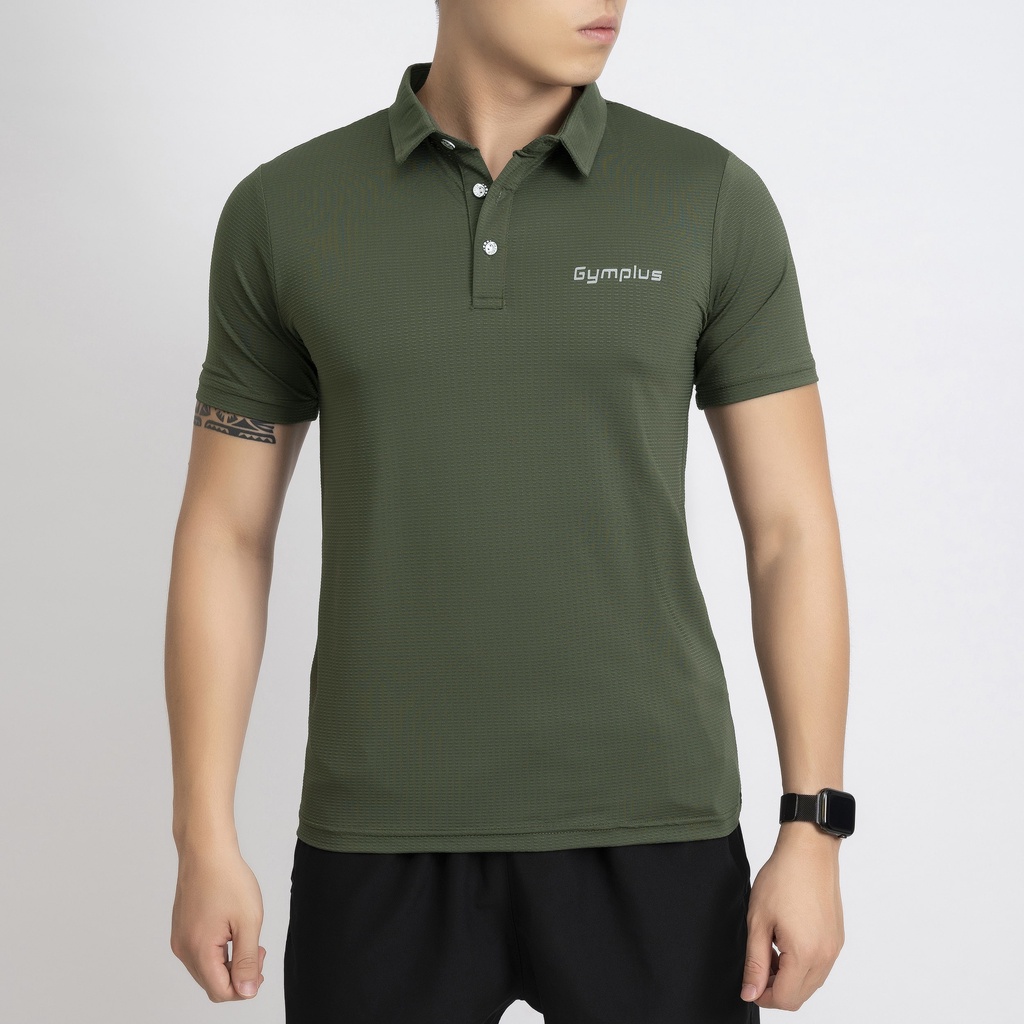 Áo tập gym nam polo GYMPLUS coolmax,áo thể thao cho nam ôm body co giãn thấm hút mồ hôi 01
