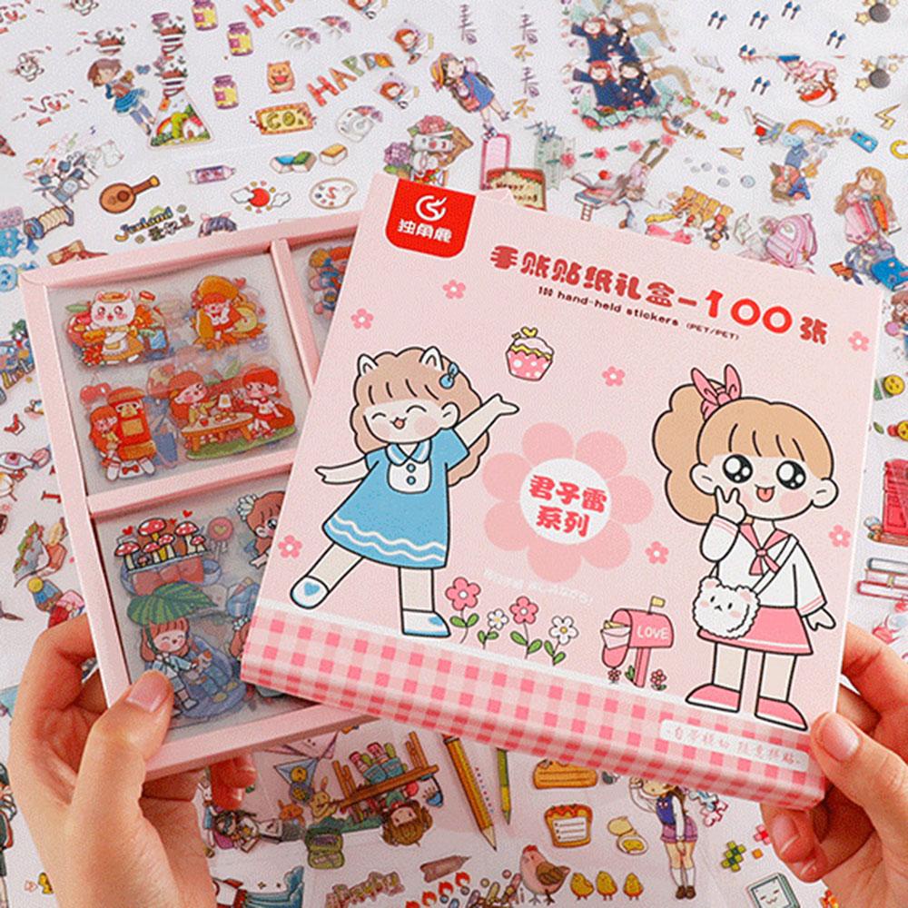 Bộ Sticker PET Dễ Thương Dùng Trang Trí Sổ Tay DIY