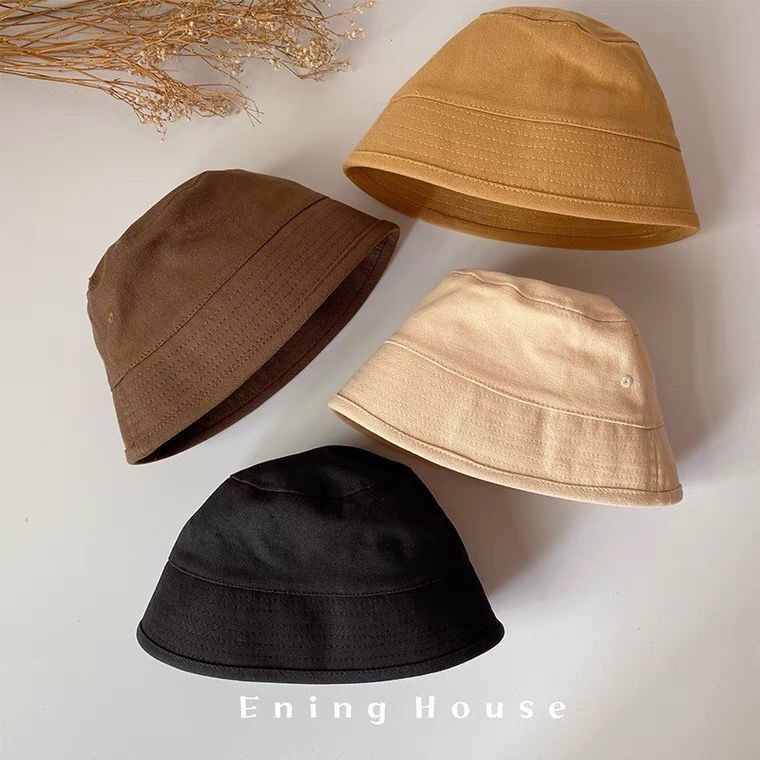 Mũ bucket trơn vải, nón vành denim sành điệu cho bé phong cách Hàn Quốc