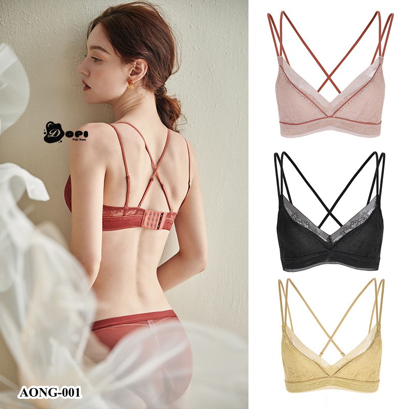 Bộ đồ lót áo ngực và quần lót nữ cao cấp AONG-001 không gọng phối ren