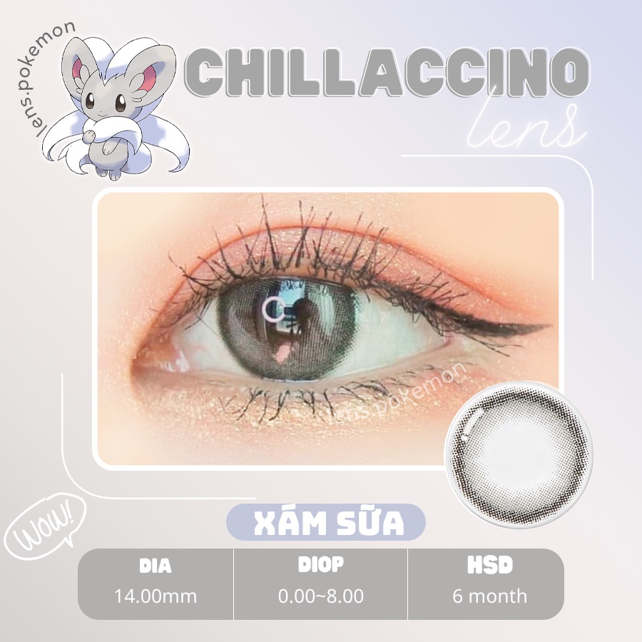 Kính áp tròng CHILLACCINO-GRAY xám sữa giãn nhẹ 14.0mm - Lens cận thời trang Hàn Quốc chính hãng