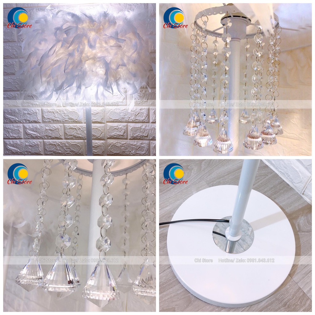 Đèn Ngủ Lông Vũ Cây Cao Sang Chảnh, Đèn Cây Lông Vũ Chụp Hình Siêu Xinh