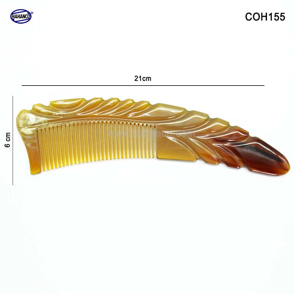 Lược sừng xuất Nhật (Size: XL - 21cm) Lược liềm khía cao cấp - COH155- Horn Comb of HAHANCO - Chăm sóc tóc