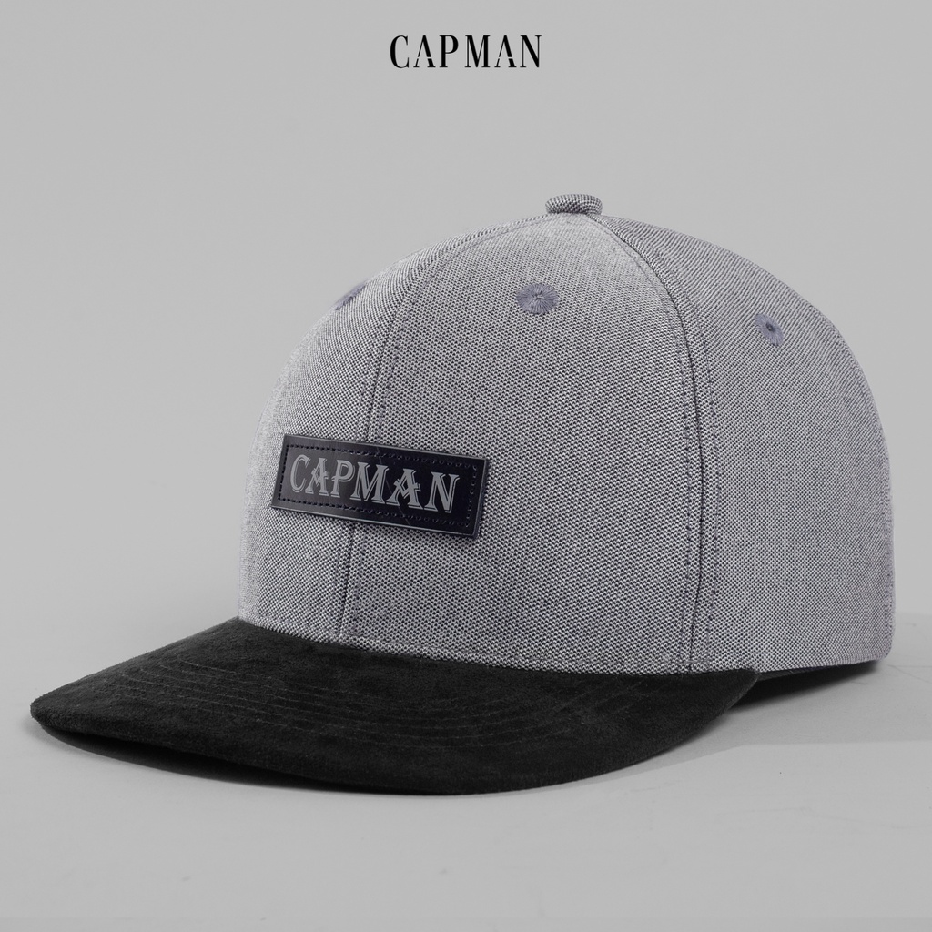 Mũ snapback chính hãng CAPMAN phong cách hiphop màu đen xám CM38