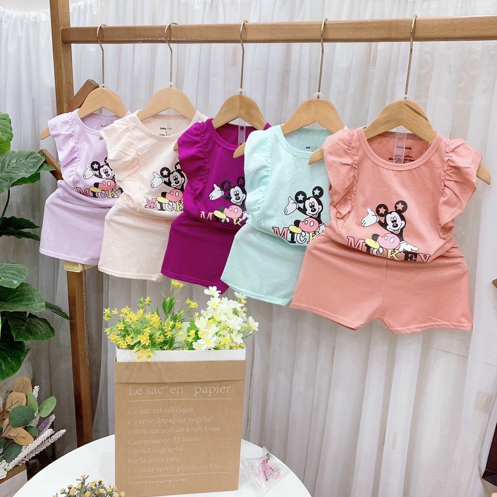 Set bộ quần áo trẻ em mùa hè 7-18kg dành cho bé gái mẫu Cánh Tiên. Hàng chuẩn, 5 màu, ảnh chụp thật