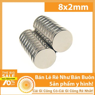 Nam châm viên vĩnh cửu D 8x2mm