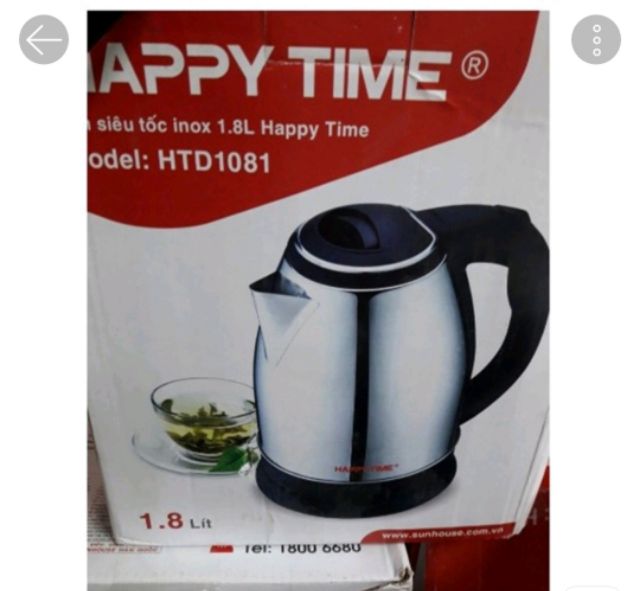 ẤM SIÊU TỐC INOX 1.8L HAPPY TIME HTD1081