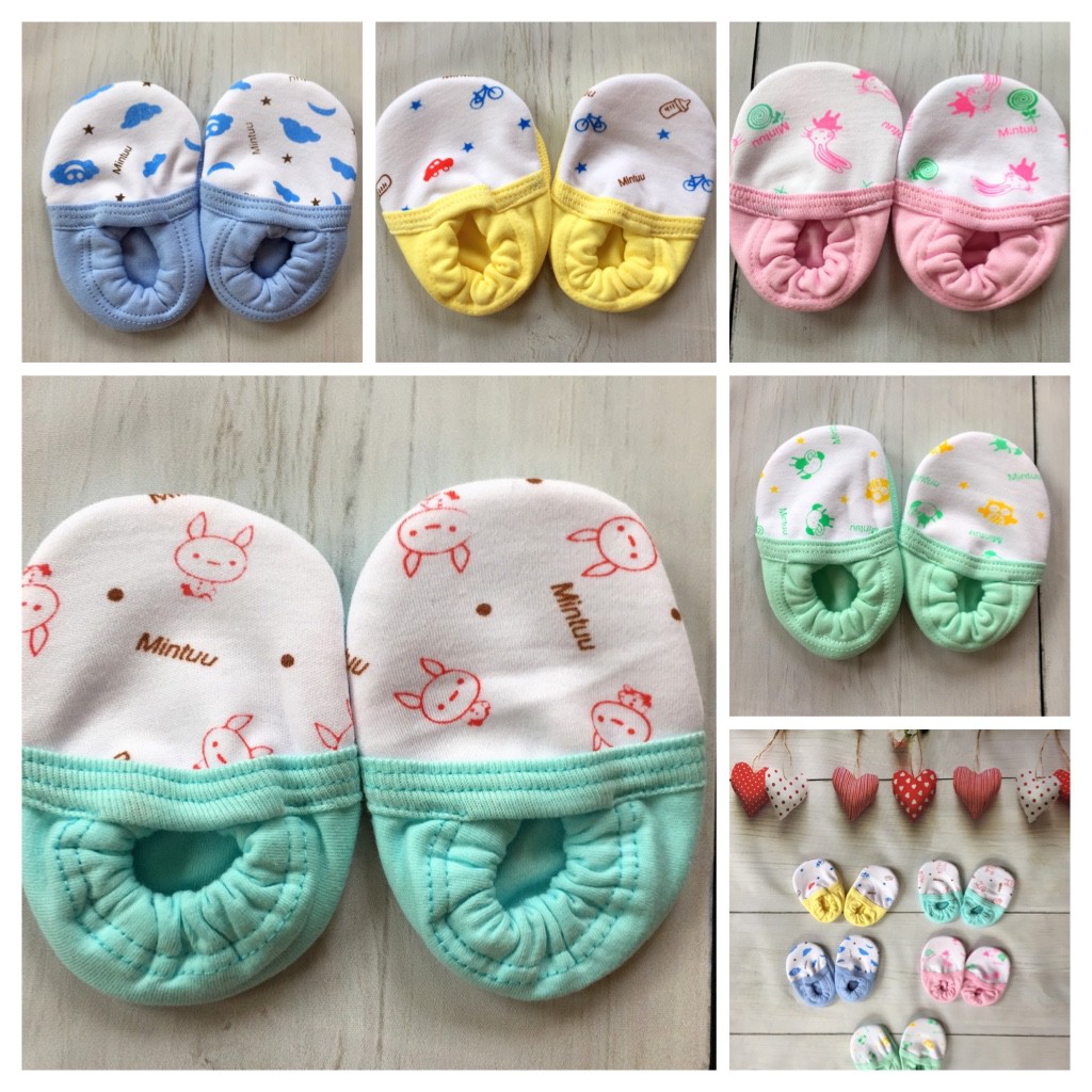 SET 3 ĐÔI GIÀY VẢI MINTU CHO BÉ SƠ SINH SIZE 2-6 THÁNG