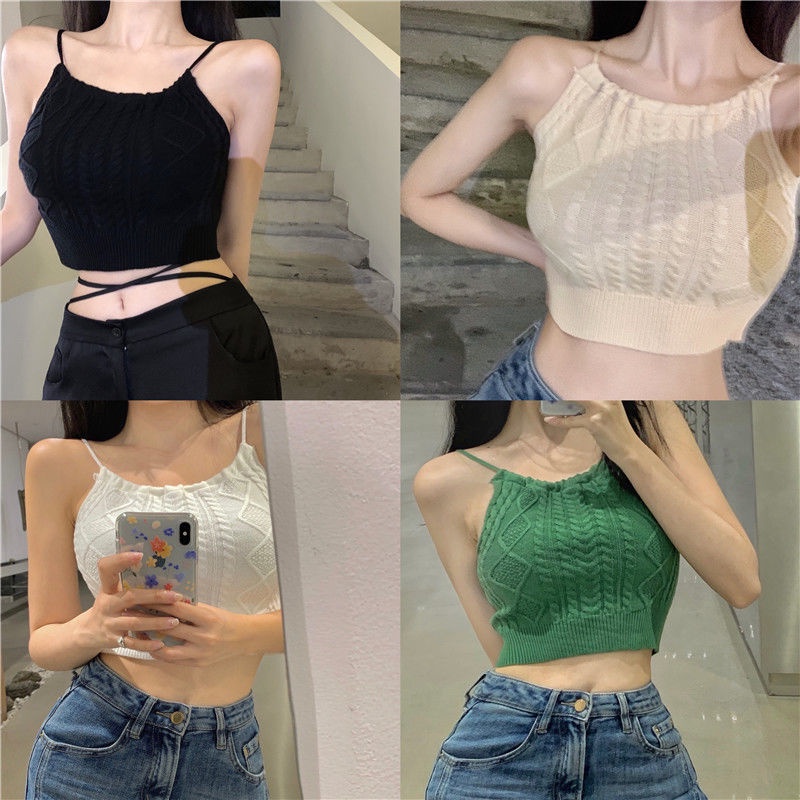 COZOK Áo hai dây dệt kim thiết kế quyến rũ cho nữ