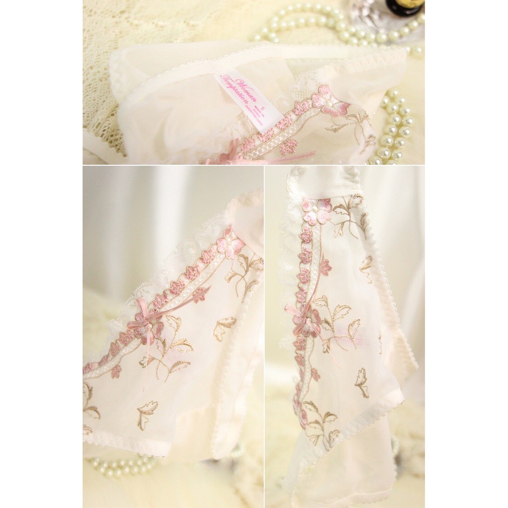 Bộ Đồ Lót Có Gọng Không Đệm Ren Hoa Anh Đào Nhật Bản B067 | BigBuy360 - bigbuy360.vn