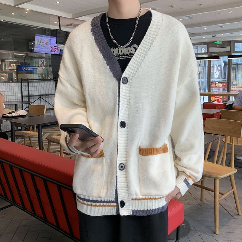 Áo Khoác Cardigan Dệt Kim Cổ Chữ V Dáng Rộng Thời Trang Thu Đông 2022 Cho Nam