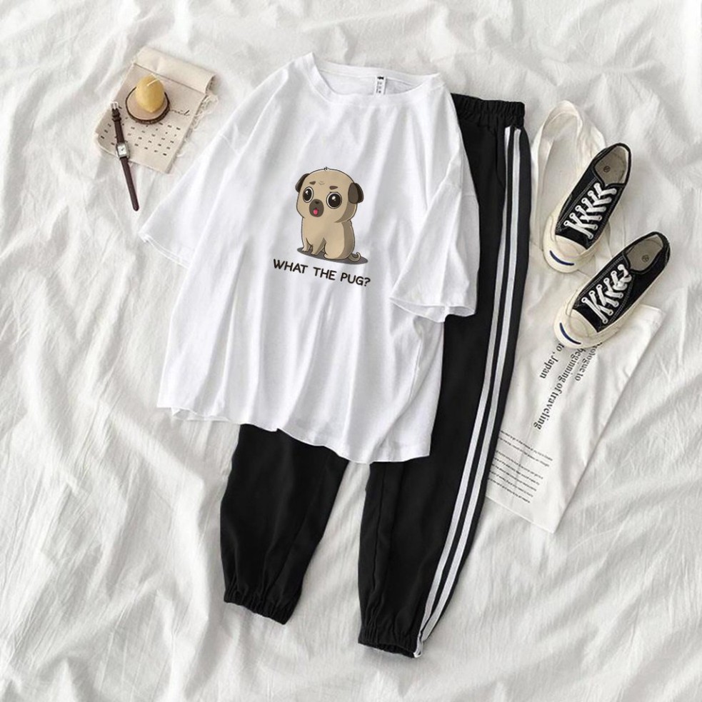 [xả kho mùa covid] Bộ Thể Thao Phối Unisex Chó Pug S31