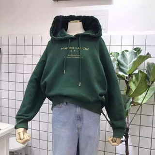 Áo hoodie nữ vải nỉ lót bông dày dặn Maison xanh