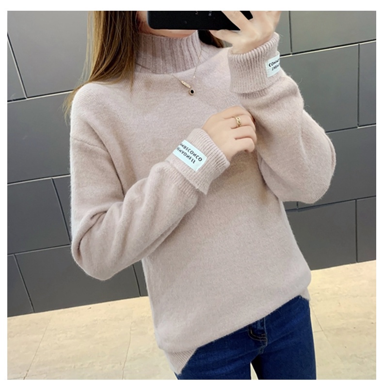 Áo len SUXI dài tay cổ cao dáng rộng thiết kế mới thời trang mùa thu dành cho nữ