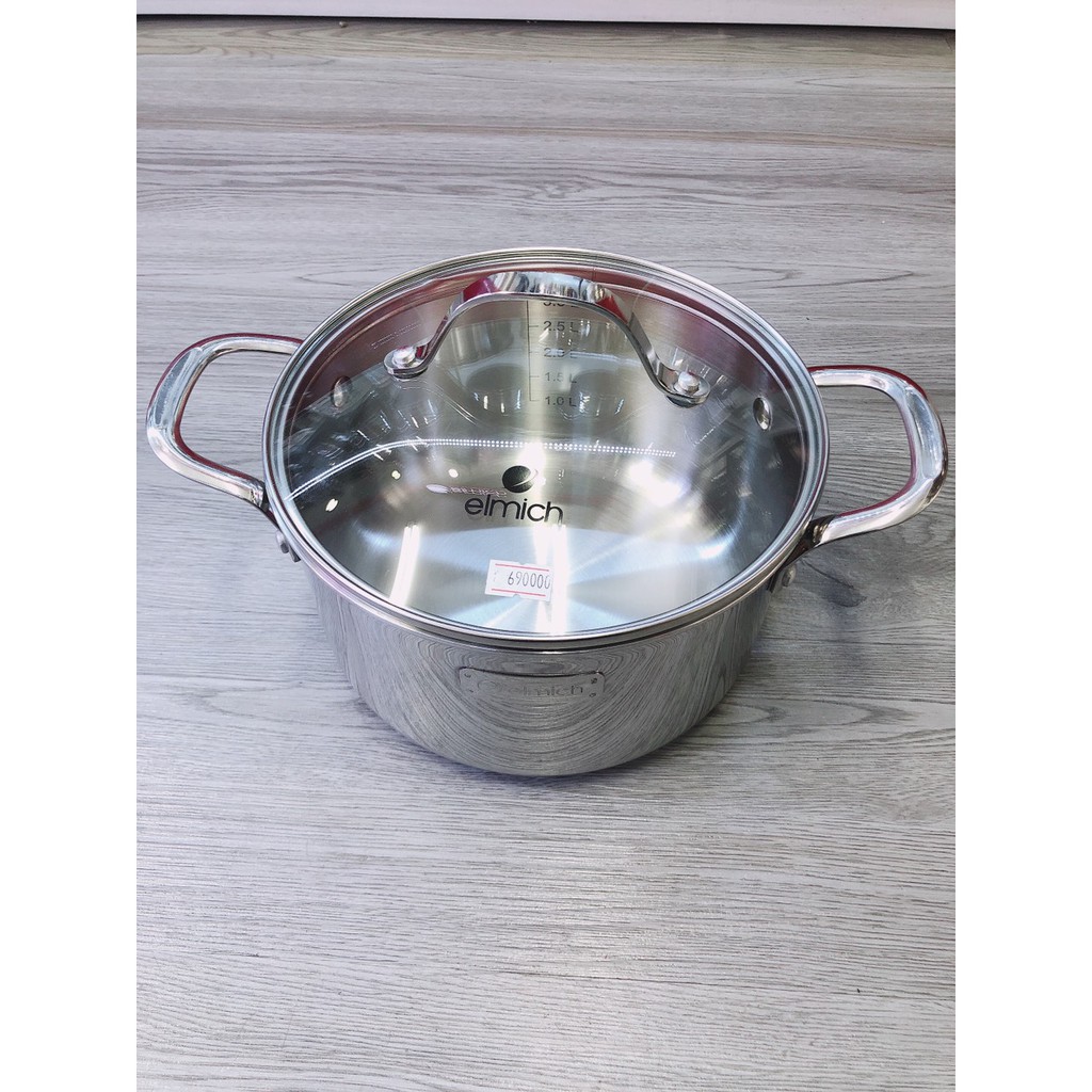 Nồi Elmich inox 304 cao cấp 3 lớp đáy liền Trimax 20cm