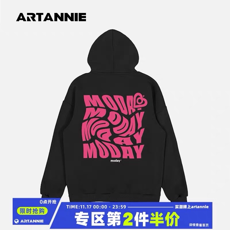 [ Sẵn Xám M, Tím 2XL, Kem XL ] Áo Hoodie MODAY nỉ hoạ tiết ở lưng unisex form oversize | BigBuy360 - bigbuy360.vn